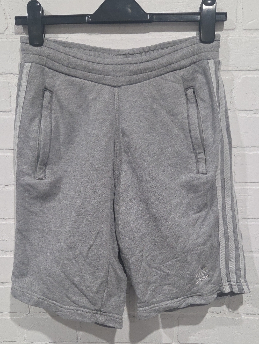 adidas Men’s Light Grey Athletic Shorts with Side Stripes